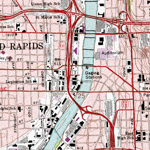 Topographic Map of Public Museum of Grand Rapids, MI