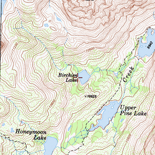 Topographic Map of Birchim Lake, CA