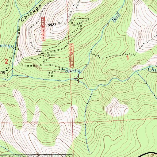 Topographic Map of Bird Creek, CA