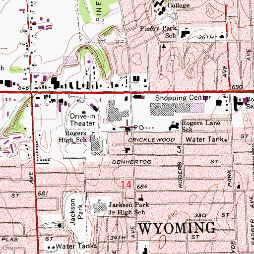 Topographic Map of Wyoming Post Office (historical), MI