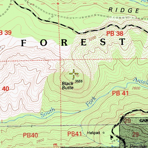 Topographic Map of Black Butte, CA