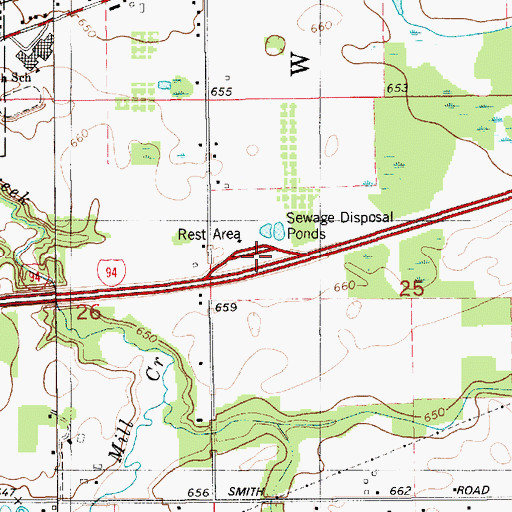 Topographic Map of Watervliet Rest Area, MI