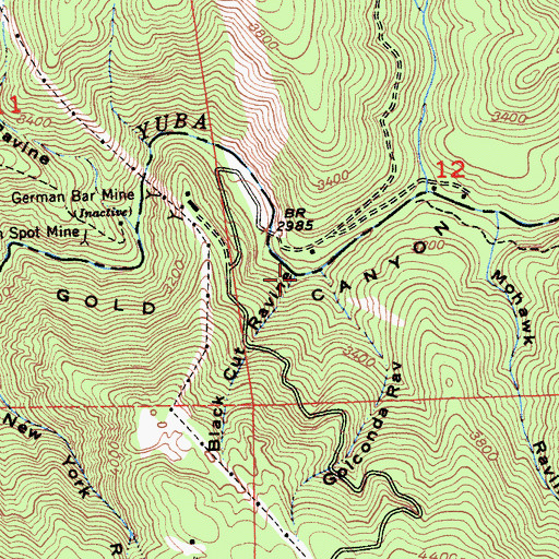 Topographic Map of Black Cut Ravine, CA
