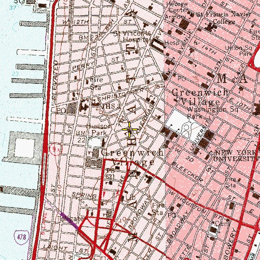 Topographic Map of Carmine Theatre (historical), NY