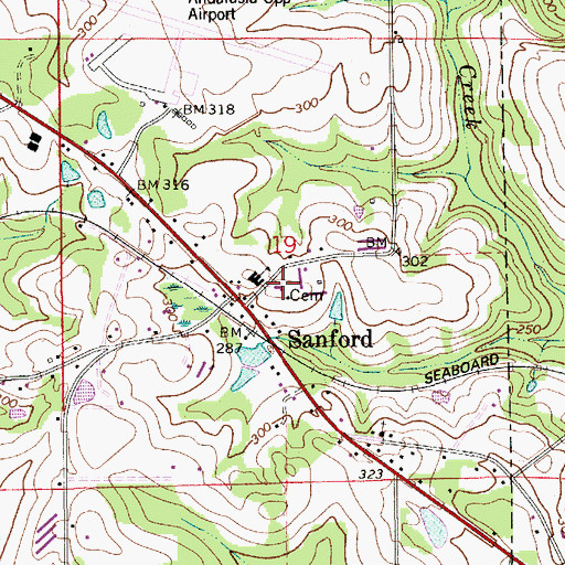 Topographic Map of Sanford Baptist Church, AL