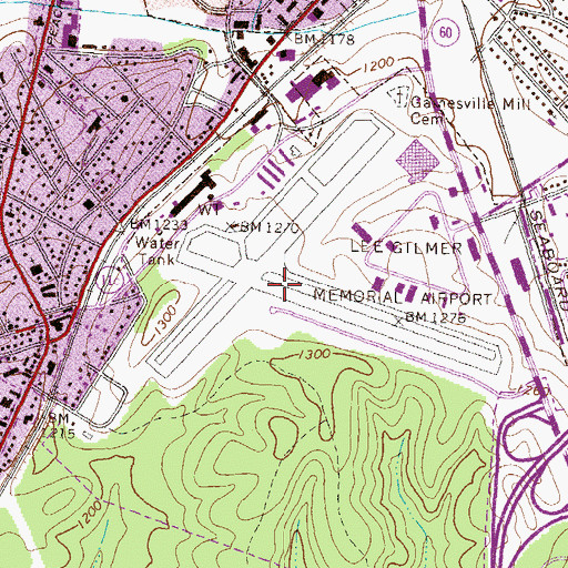 Topographic Map of Naval Air Facility Gainesville (historical), GA