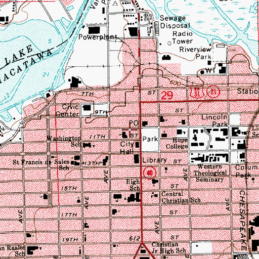 Topographic Map of First United Methodist Church Historical Marker, MI