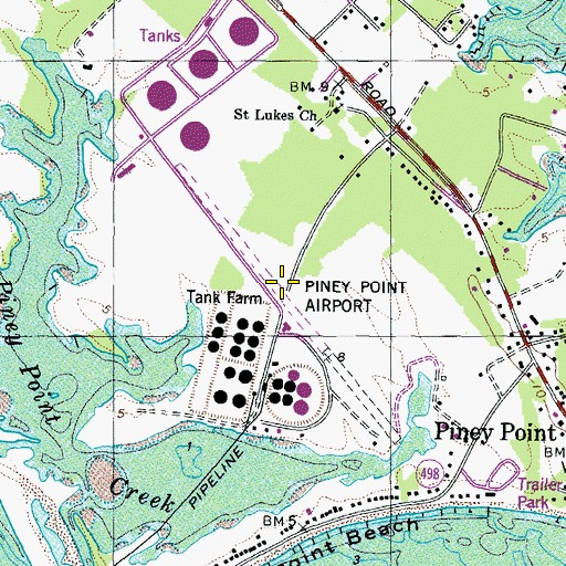 Topographic Map of Piney Point Naval Outer Landing Field (historical), MD