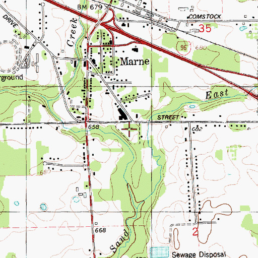 Topographic Map of Marne Cemetery, MI