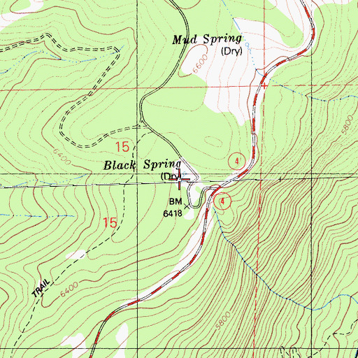 Topographic Map of Black Spring, CA