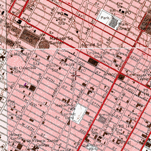 Topographic Map of Daly's Theatre (historical), NY