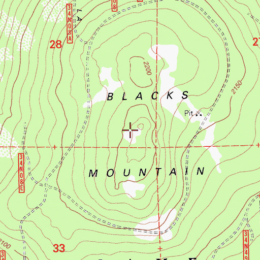 Topographic Map of Blacks Mountain, CA