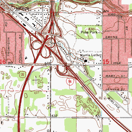 Topographic Map of Interchange 1C, MI