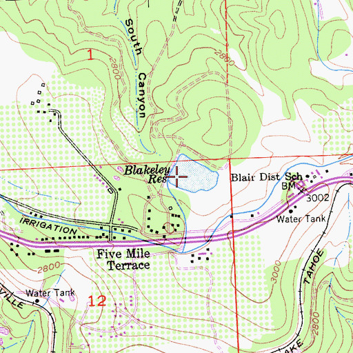 Topographic Map of Blakeley Reservoir, CA