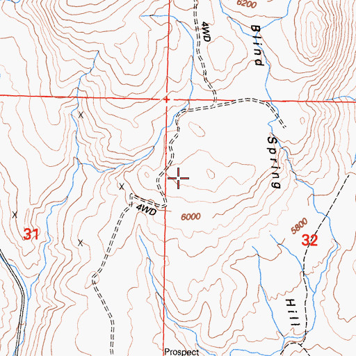 Topographic Map of Blind Spring Hill, CA