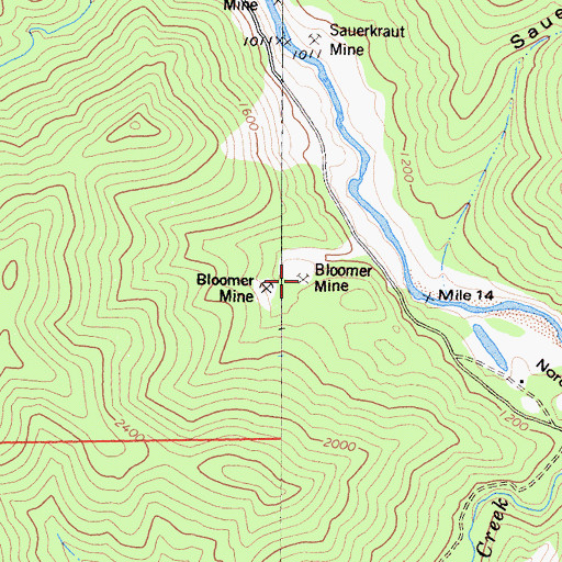 Topographic Map of Bloomer Mine, CA