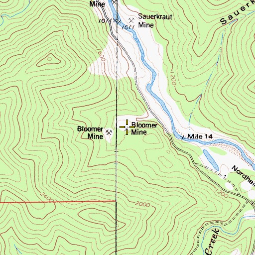 Topographic Map of Bloomer Mine, CA