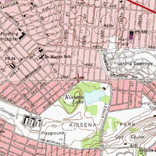 Topographic Map of Flushing Christian School, NY