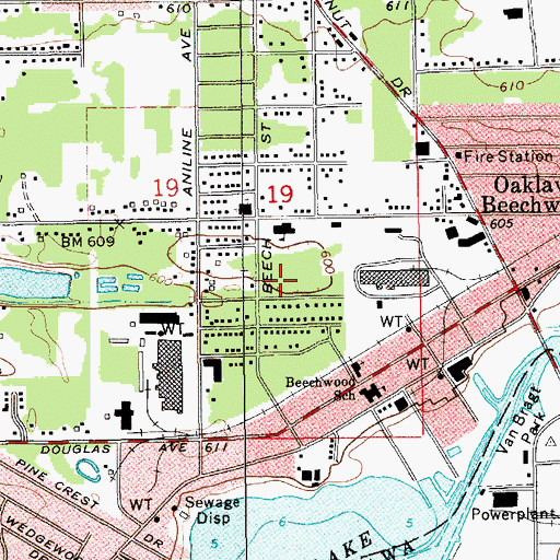 Topographic Map of Beechwood Park, MI