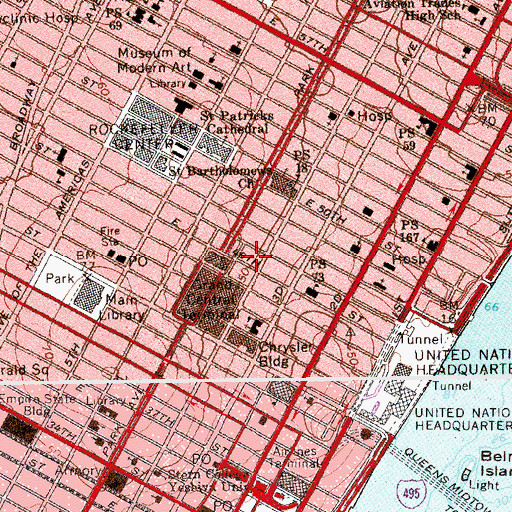 Topographic Map of Grand Central Palace (historical), NY