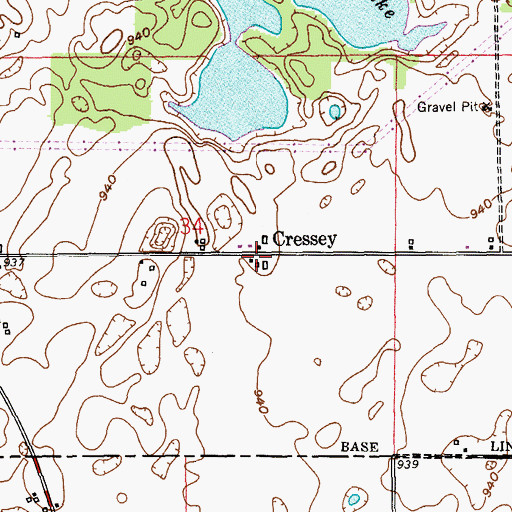 Topographic Map of Cressey Post Office (historical), MI