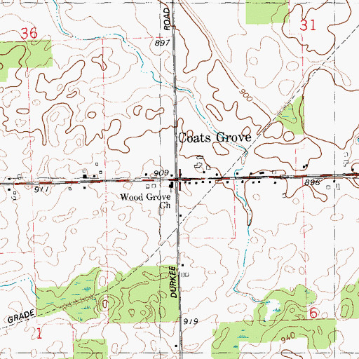 Topographic Map of Coats Grove Post Office (historical), MI