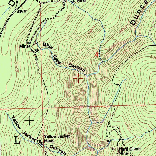 Topographic Map of Blue Eyes Canyon, CA