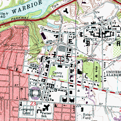 Topographic Map of Clark Hall, AL