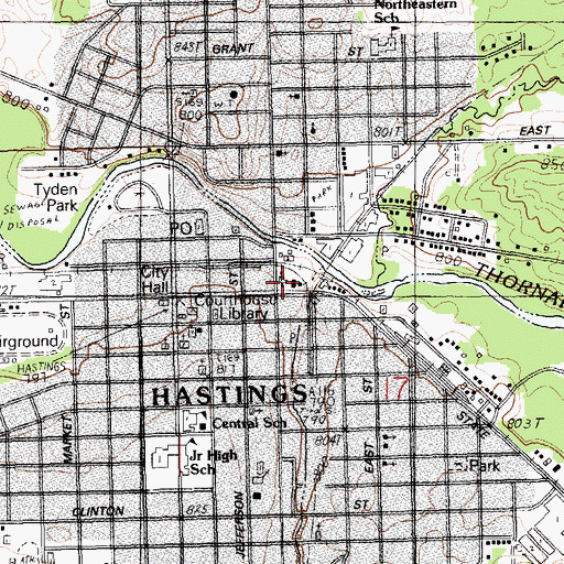 Topographic Map of Hastings Police Department, MI