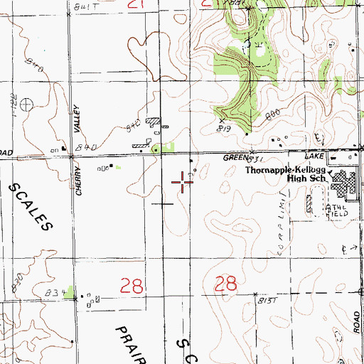 Topographic Map of Thornapple Kellogg Middle School, MI