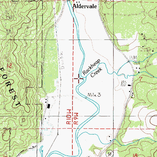 Topographic Map of Rackheap Creek, OR