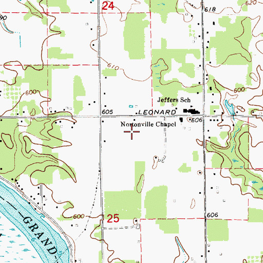 Topographic Map of Nortonville Post Office (historical), MI