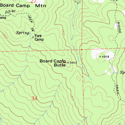 Topographic Map of Board Camp Butte, CA