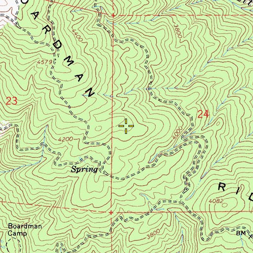 Topographic Map of Boardman Ridge, CA