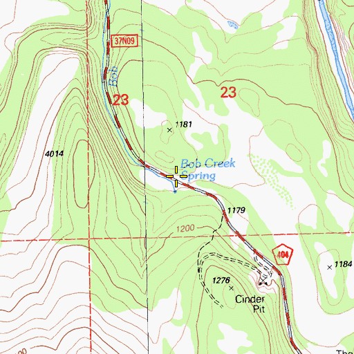 Topographic Map of Bob Creek Spring, CA