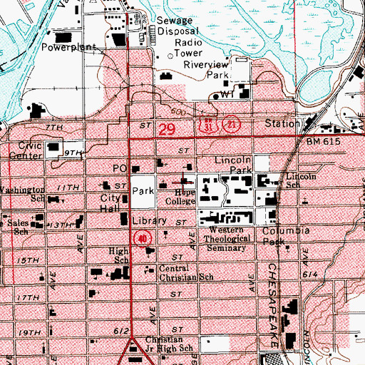 Topographic Map of Van Wylen Library, MI