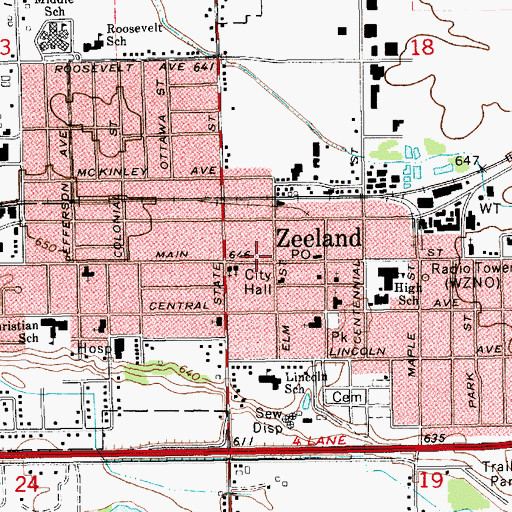 Topographic Map of Zeeland Historical Museum, MI