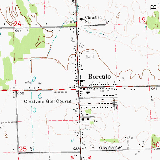 Topographic Map of Borculo Christian Church, MI