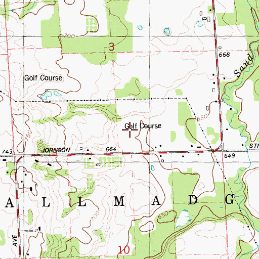 Topographic Map of Sand Creek Golf Club, MI