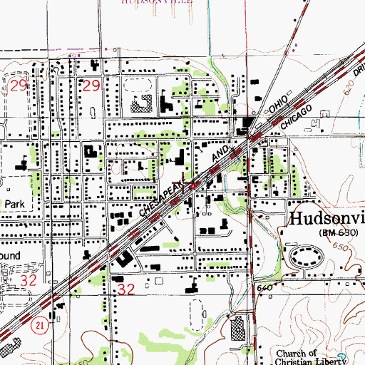 Topographic Map of Hudsonville Station, MI