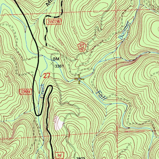 Topographic Map of Boomer Creek, CA