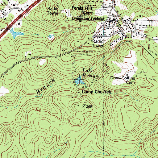 Topographic Map of Camp Cho-Yeh, TX