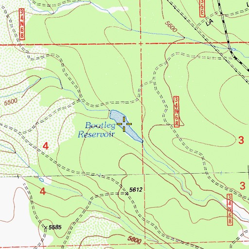 Topographic Map of Bootleg Reservoir, CA