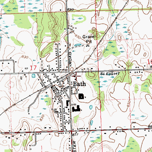 Topographic Map of Bath Baptist Church, MI