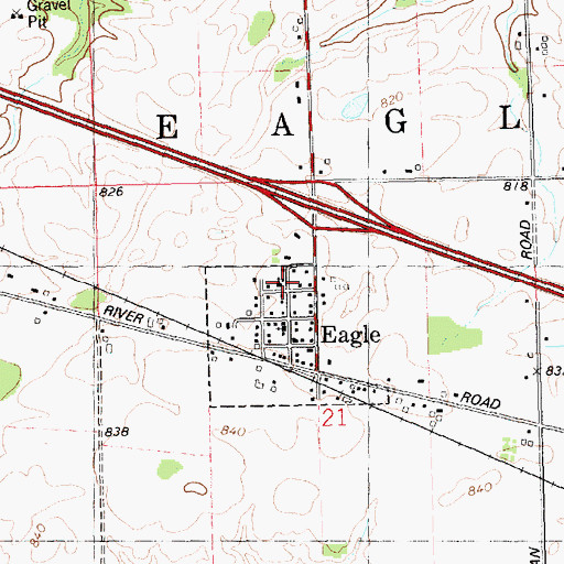 Topographic Map of Eagle United Methodist Church, MI