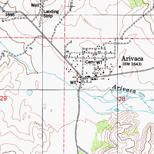 Topographic Map of Arivaca, AZ