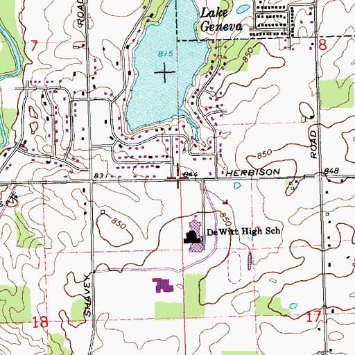 Topographic Map of Hope Lutheran Church, MI