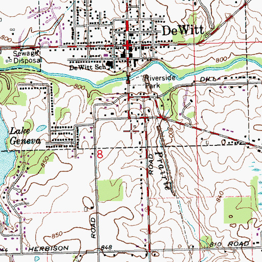Topographic Map of DeWitt Post Office, MI