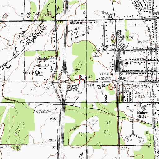 Topographic Map of Wayland Post Office, MI