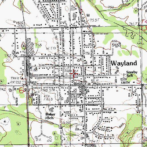 Topographic Map of Wayland United Methodist Church, MI